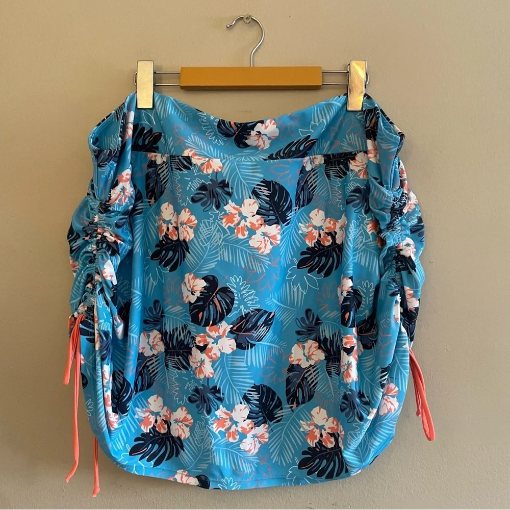 4/$20➡️  ACX Blue & Orange Hawaiian Floral Swim Skort – Plus Size 3X - Picture 3 of 14